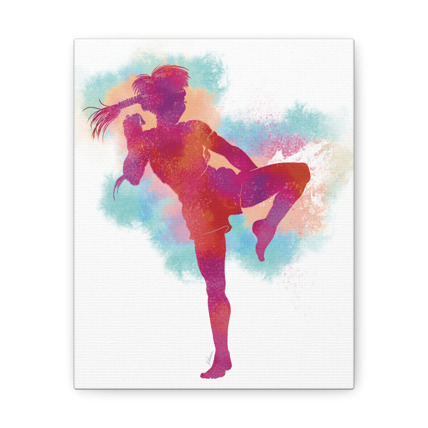 Muay Thai Women Power Knee Canvas Gallery Wraps