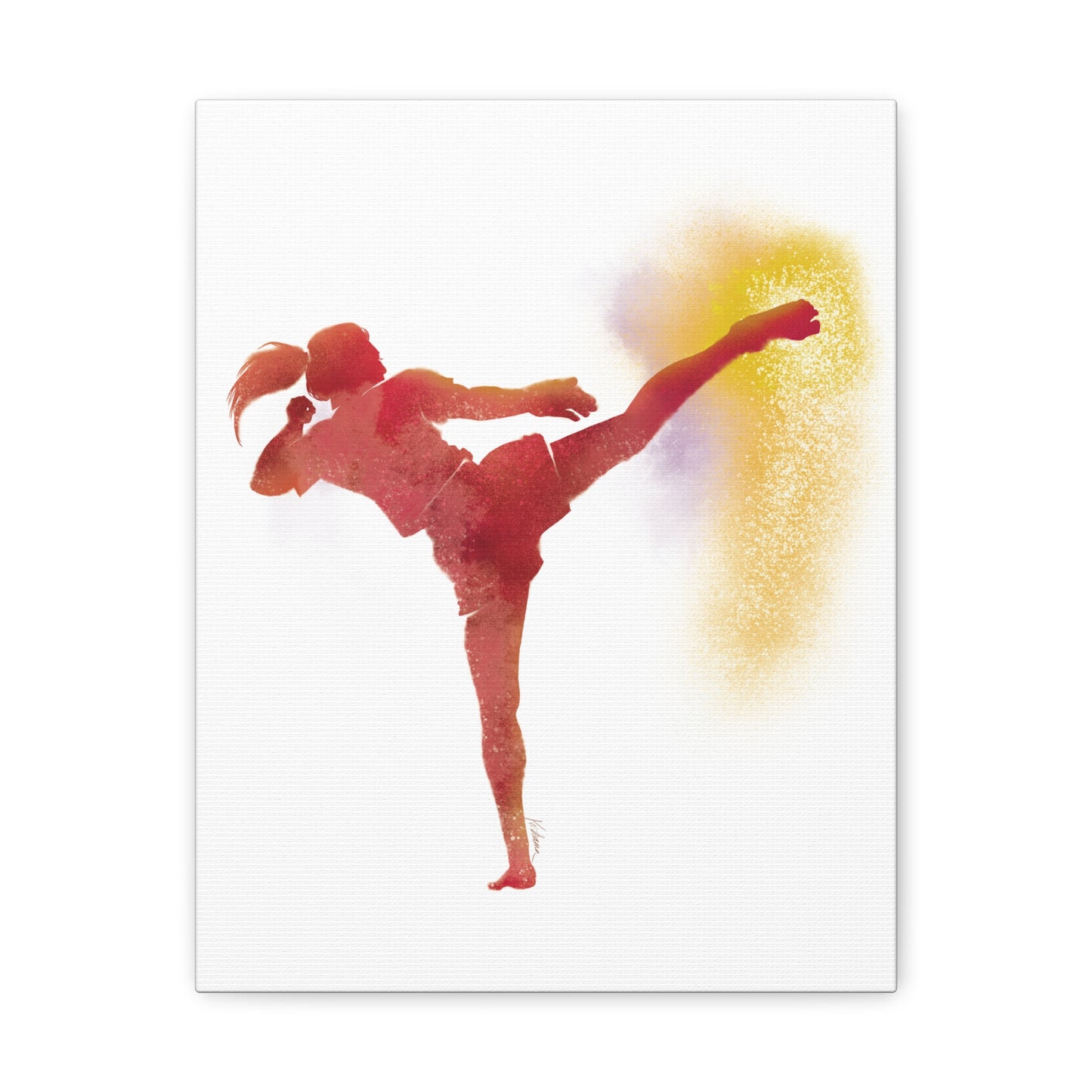 Muay Thai Women Head Kick Canvas Gallery Wraps