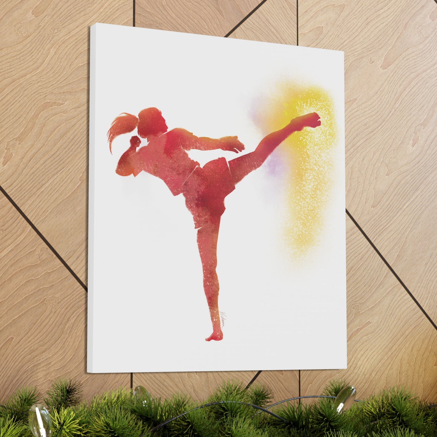 Muay Thai Women Head Kick Canvas Gallery Wraps