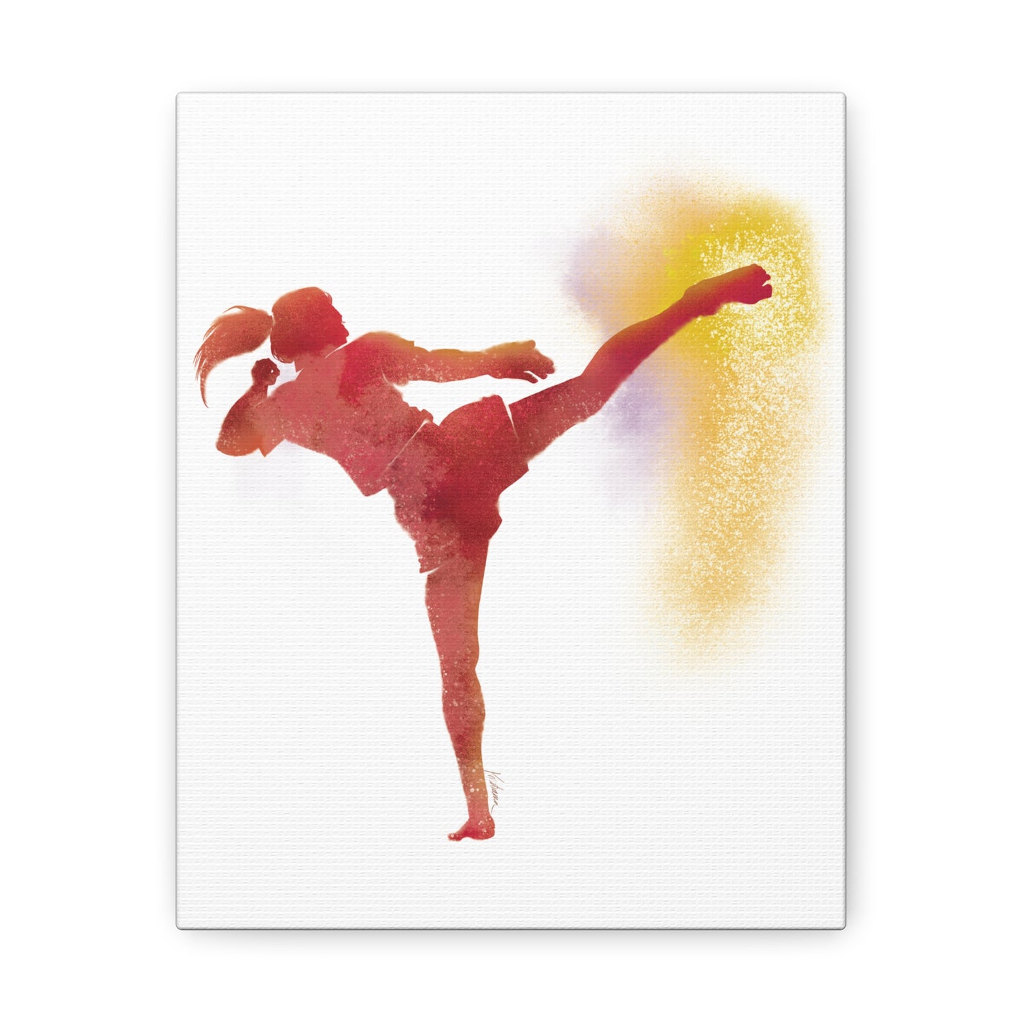 Muay Thai Women Head Kick Canvas Gallery Wraps