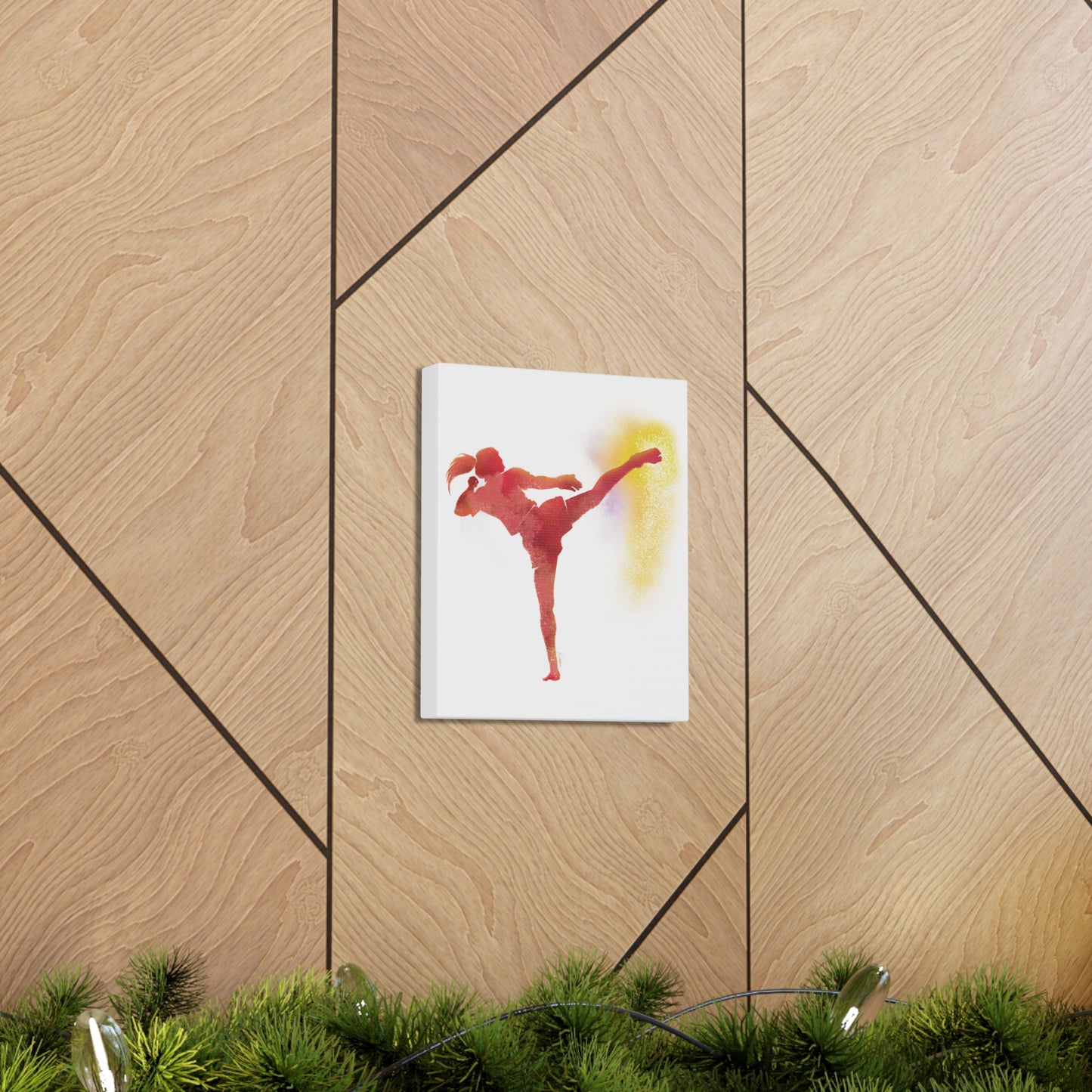 Muay Thai Women Head Kick Canvas Gallery Wraps