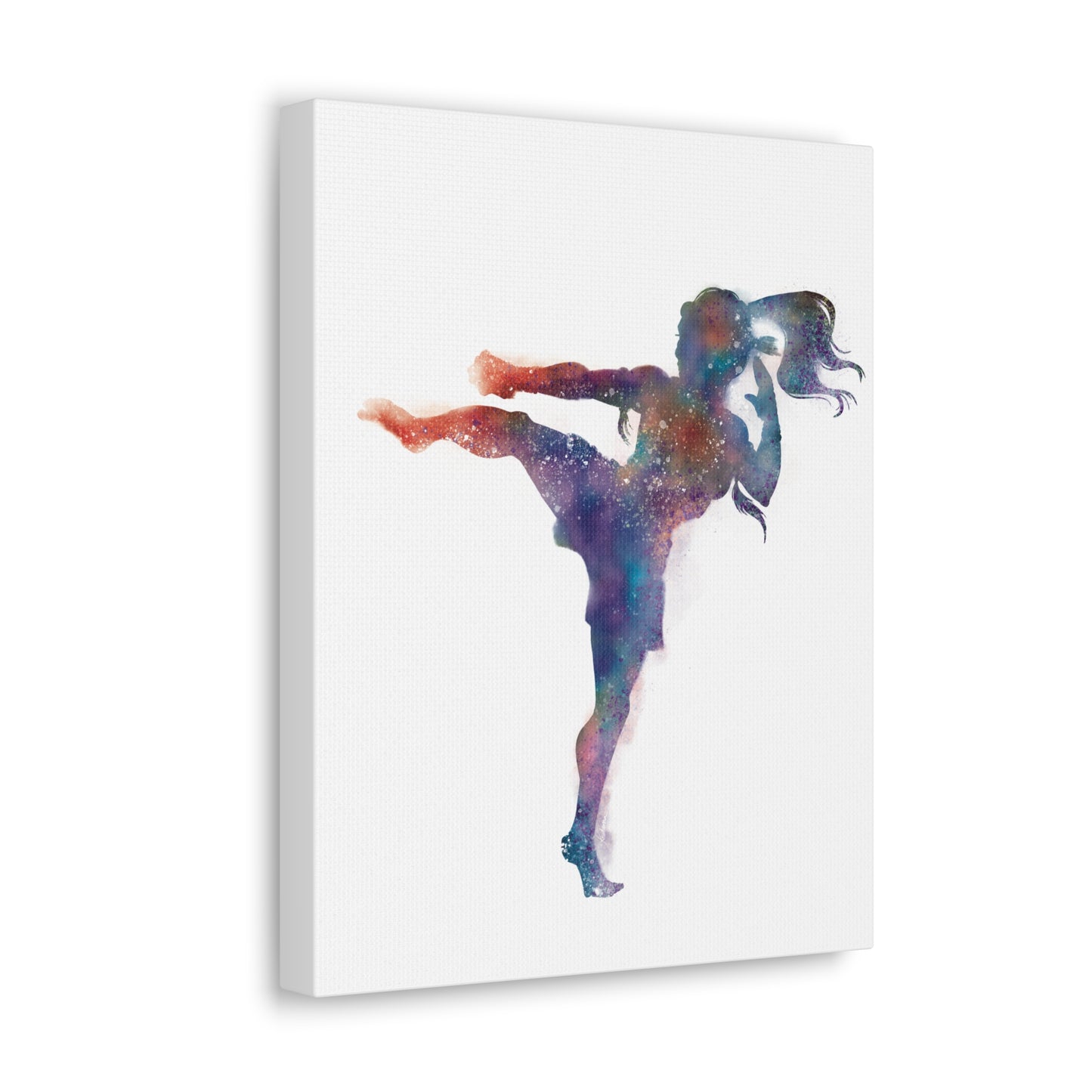 Muay Thai Women Body Kick Canvas Gallery Wraps