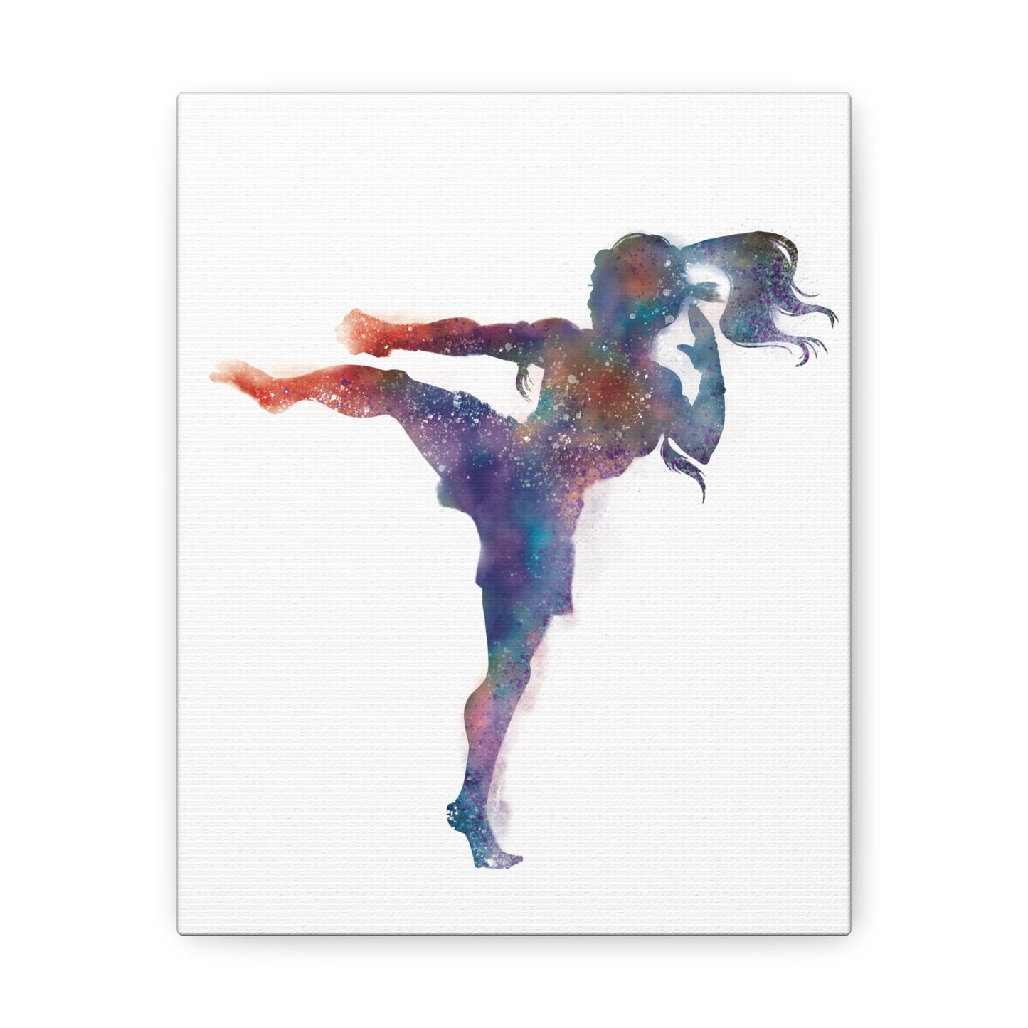 Muay Thai Women Body Kick Canvas Gallery Wraps
