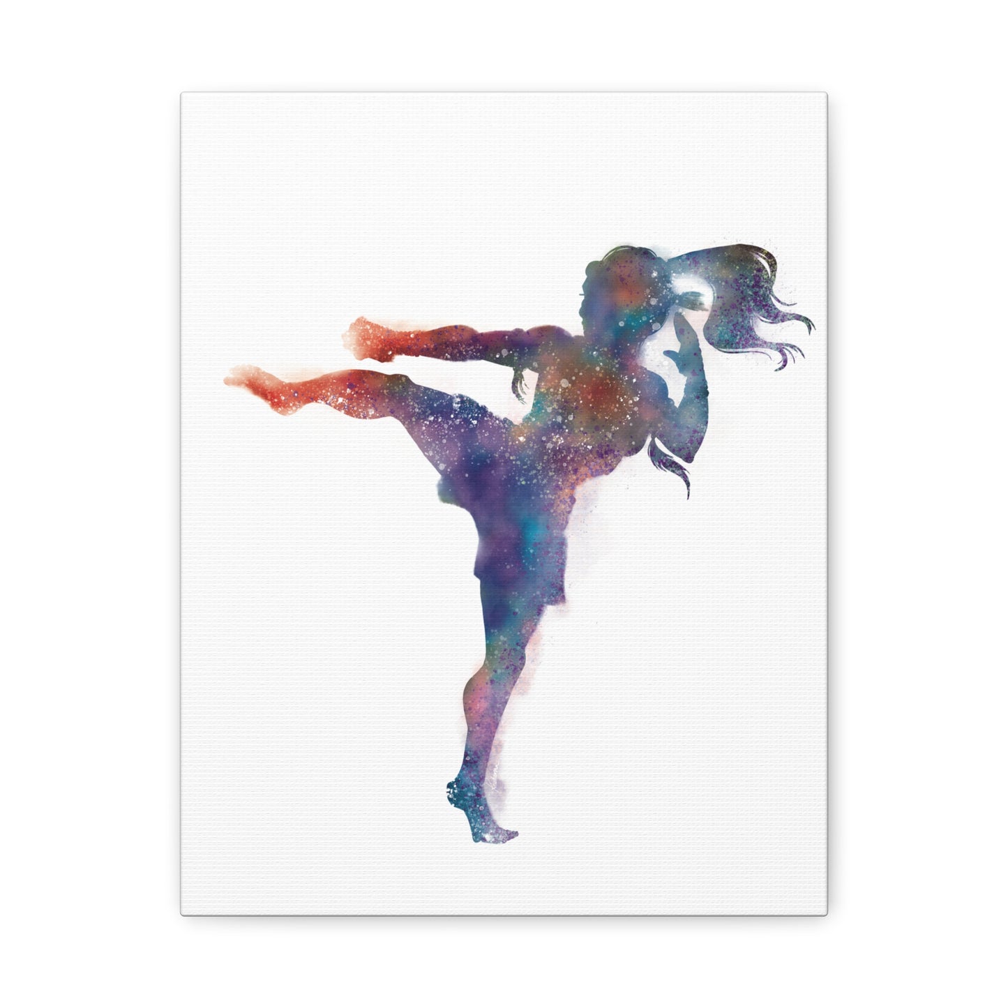 Muay Thai Women Body Kick Canvas Gallery Wraps