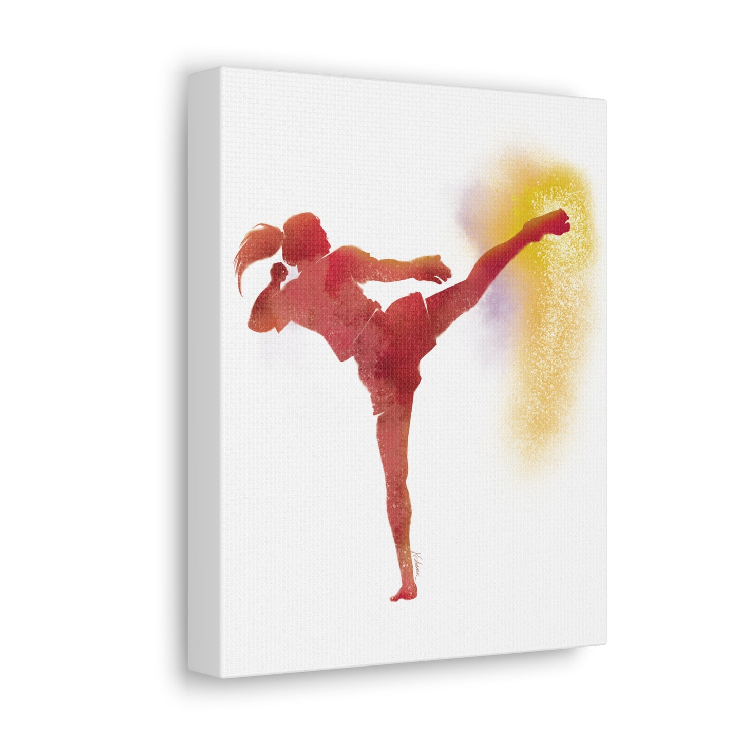 Muay Thai Women Head Kick Canvas Gallery Wraps