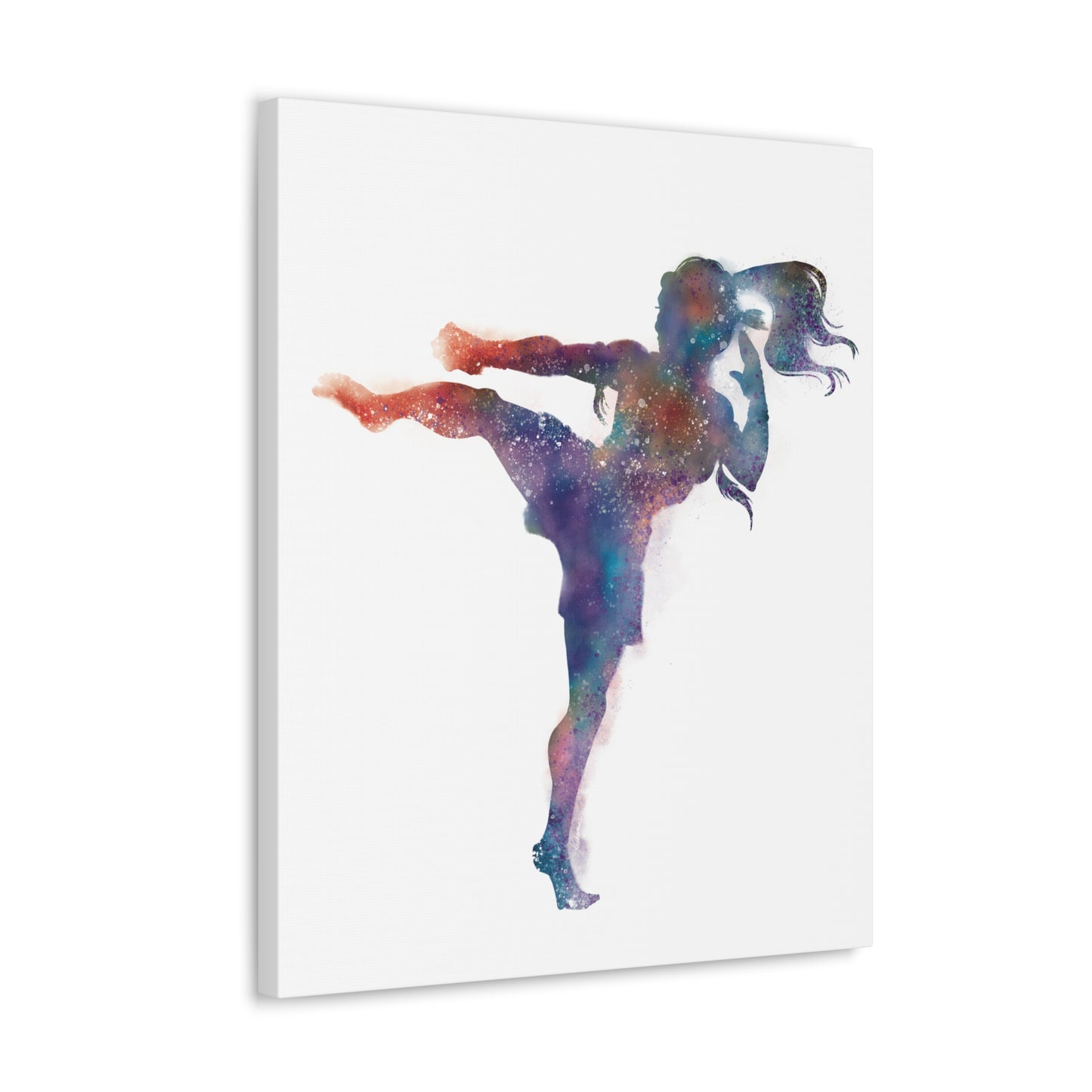 Muay Thai Women Body Kick Canvas Gallery Wraps