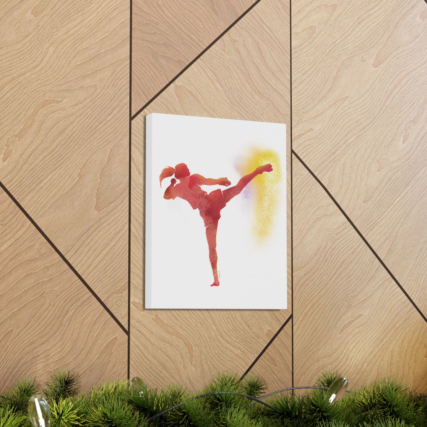 Muay Thai Women Head Kick Canvas Gallery Wraps
