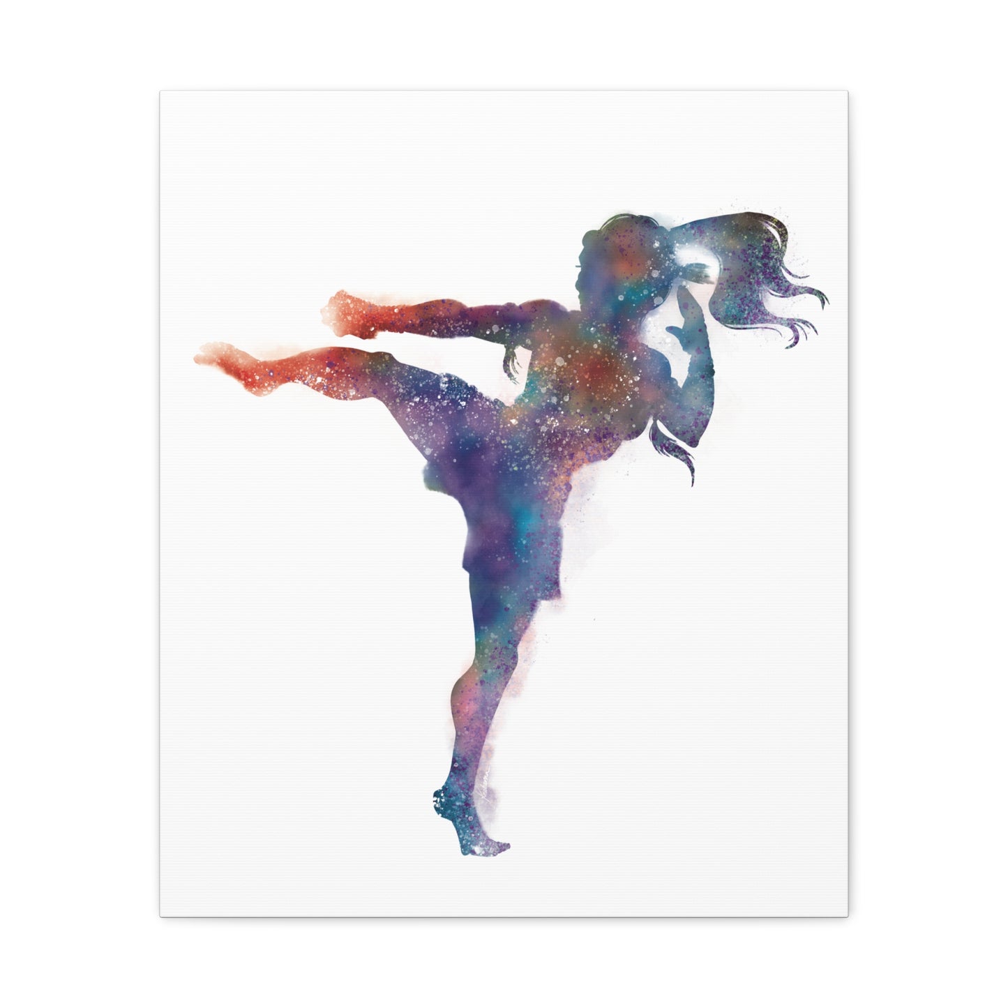 Muay Thai Women Body Kick Canvas Gallery Wraps