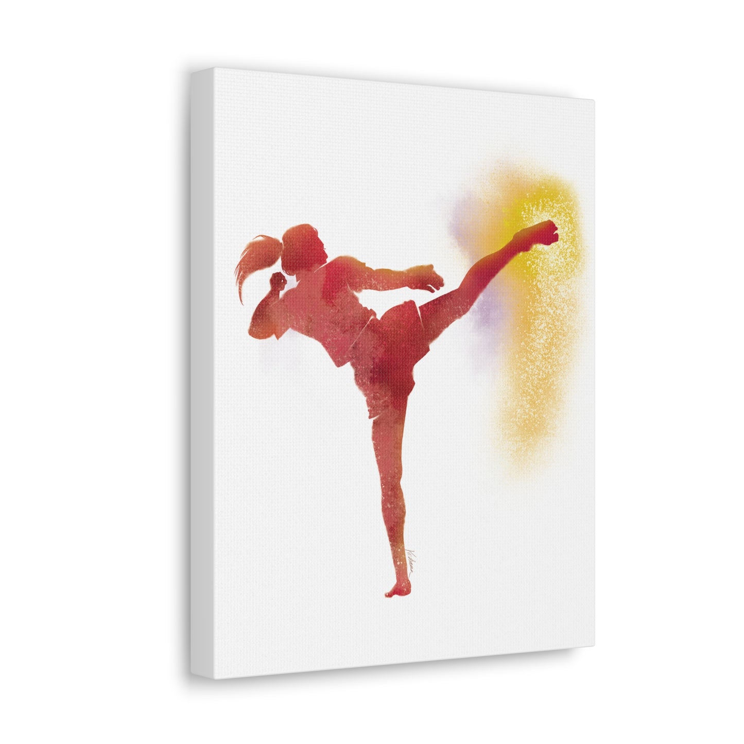 Muay Thai Women Head Kick Canvas Gallery Wraps