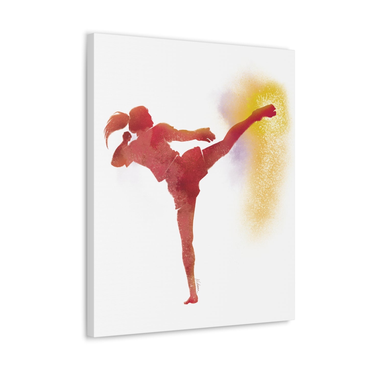 Muay Thai Women Head Kick Canvas Gallery Wraps