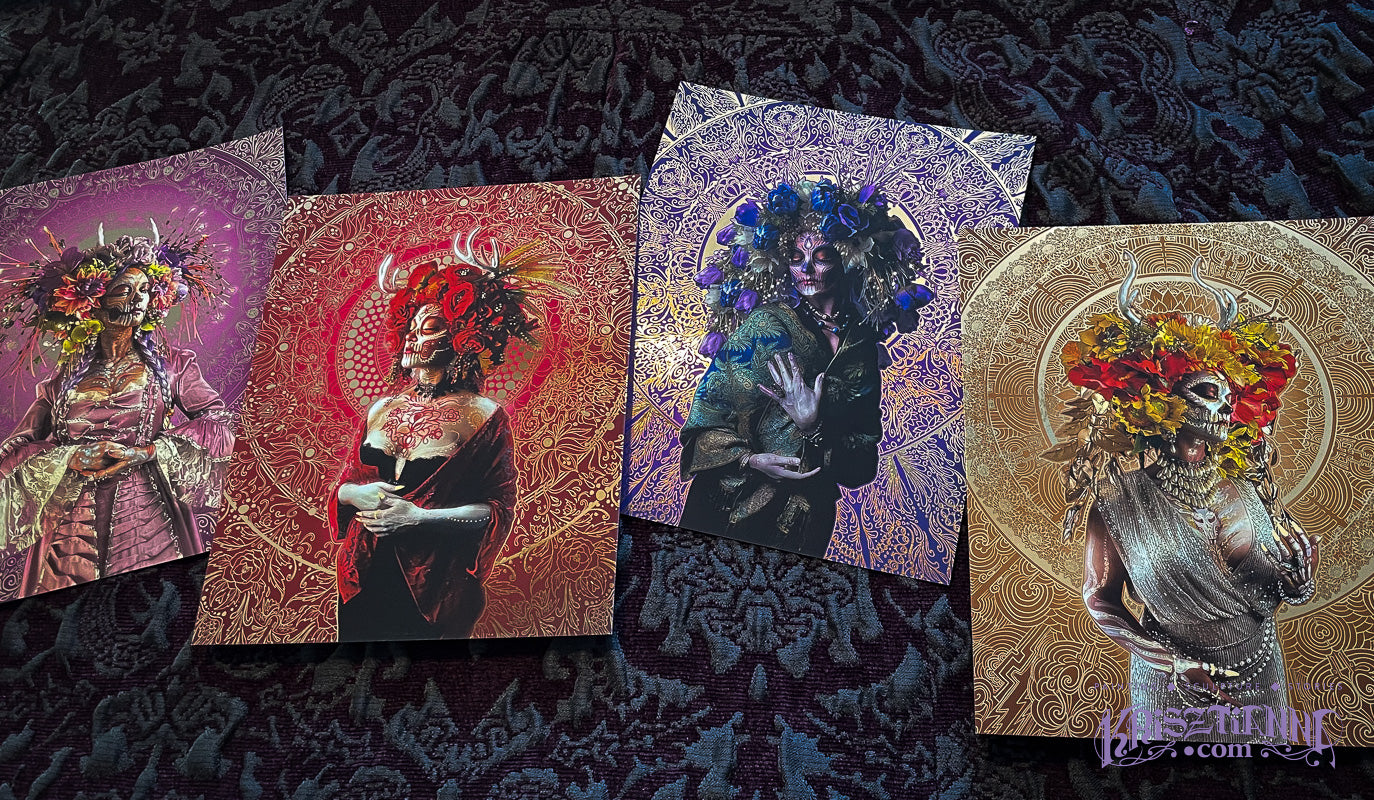 Bouquet "Flowers Of The Grave" Reflective Foil Art Print Set Of 4