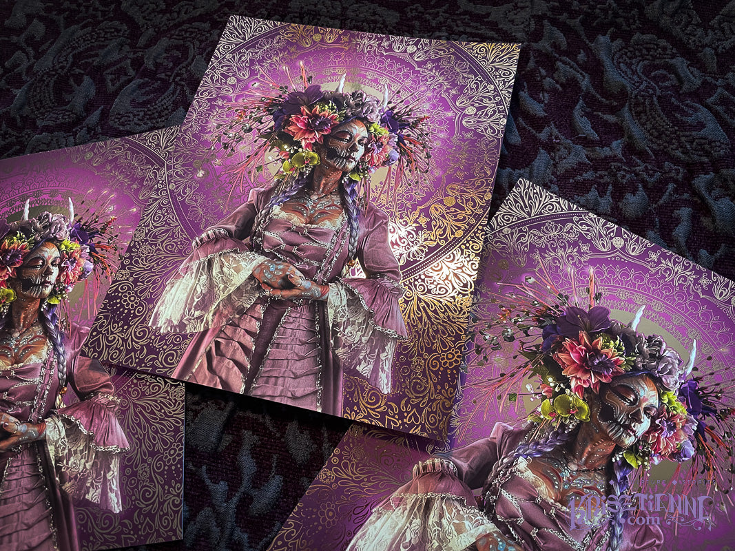Dahlia "Flowers Of The Grave" Reflective Foil Art Print
