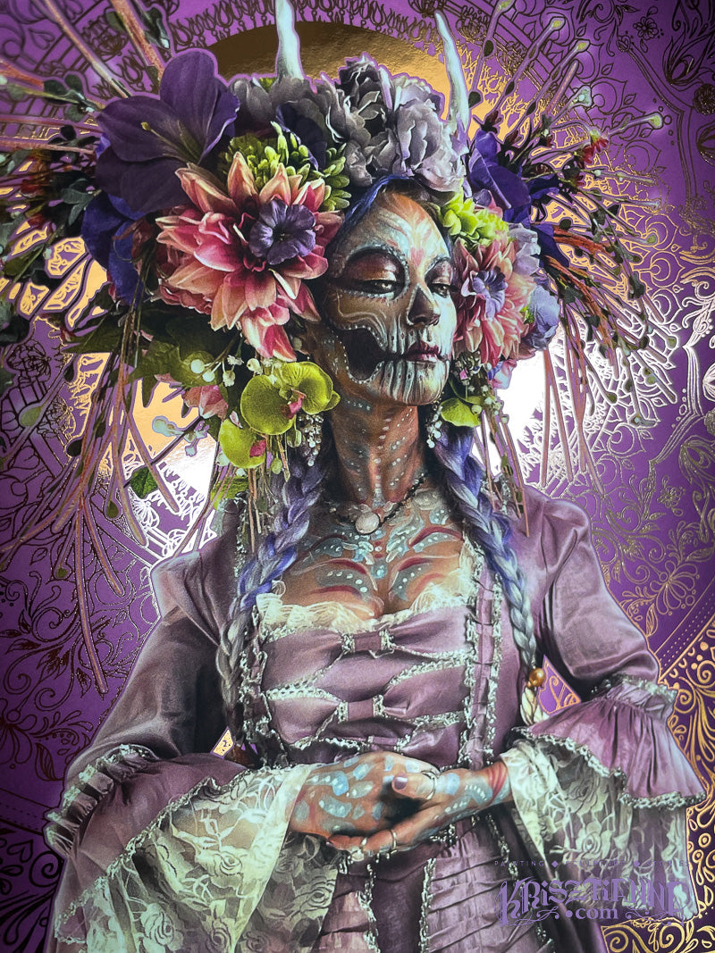 Bouquet "Flowers Of The Grave" Reflective Foil Art Print Set Of 4