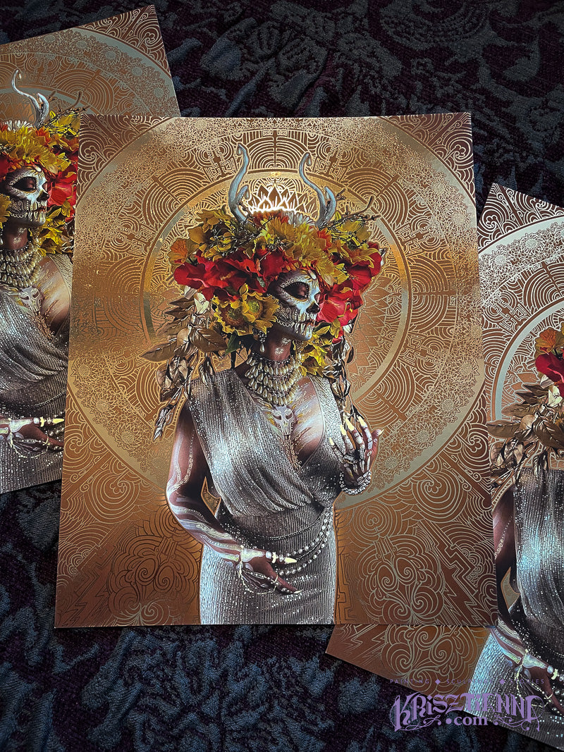 Sunflower "Flowers Of The Grave" Reflective Foil Art Print