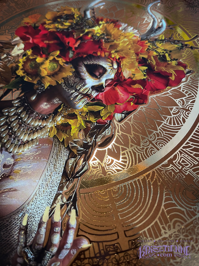 Bouquet "Flowers Of The Grave" Reflective Foil Art Print Set Of 4