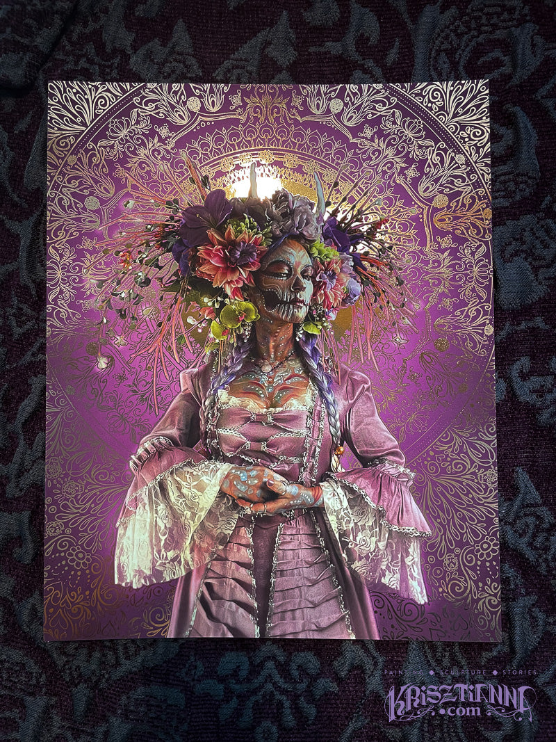 Bouquet "Flowers Of The Grave" Reflective Foil Art Print Set Of 4