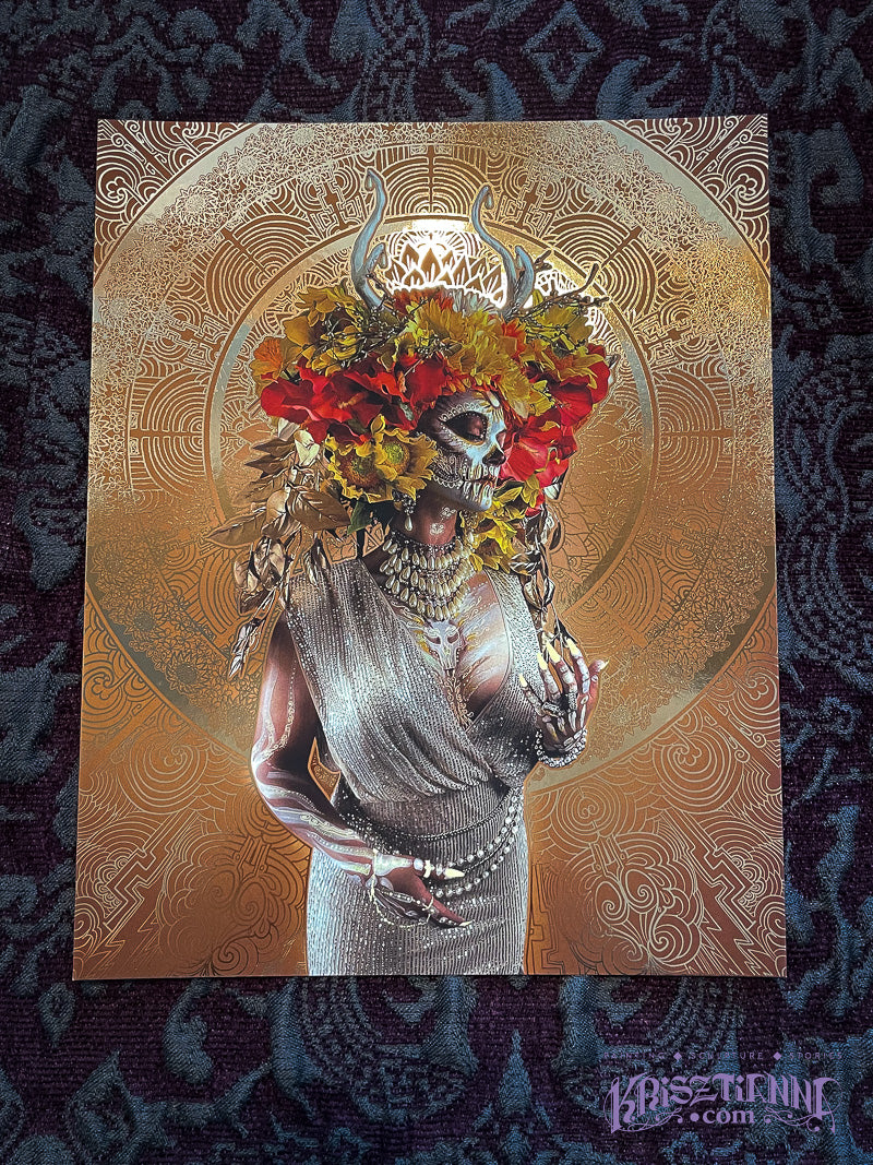 Bouquet "Flowers Of The Grave" Reflective Foil Art Print Set Of 4