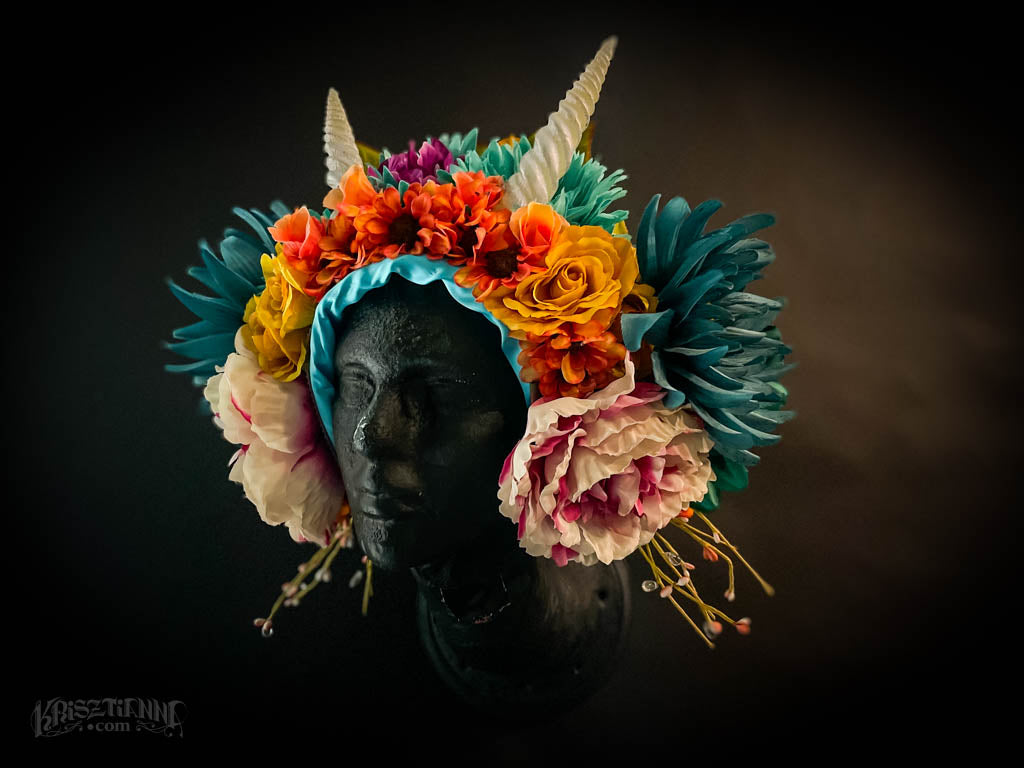 Turquoise Spring Fawn Flower Headdress