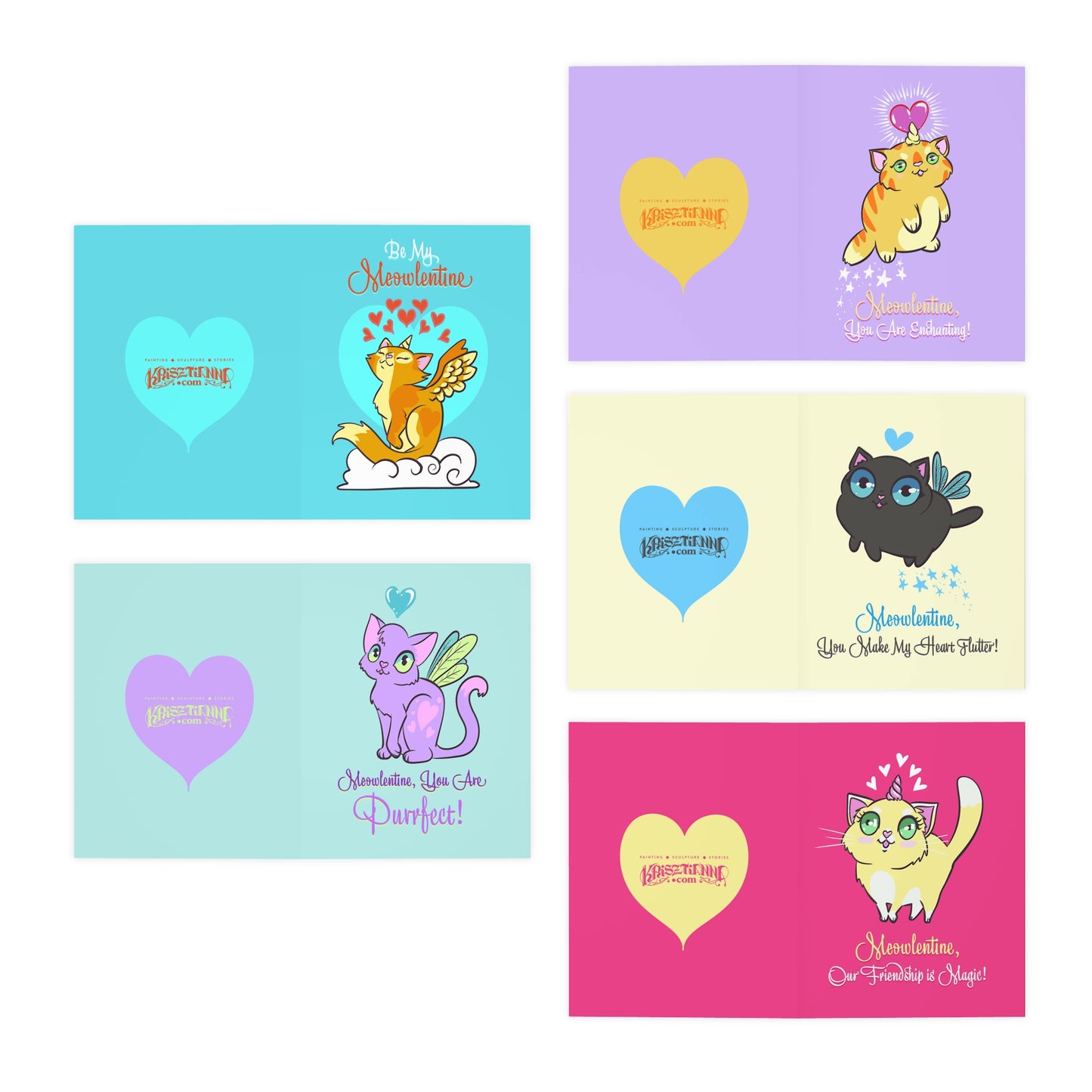 Magical Meowlentine Cards for Your Valentines (5-Pack)