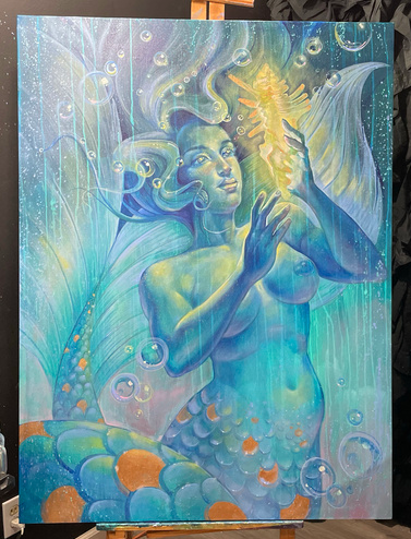 "Sirenita" Original Acrylic Mermaid Painting