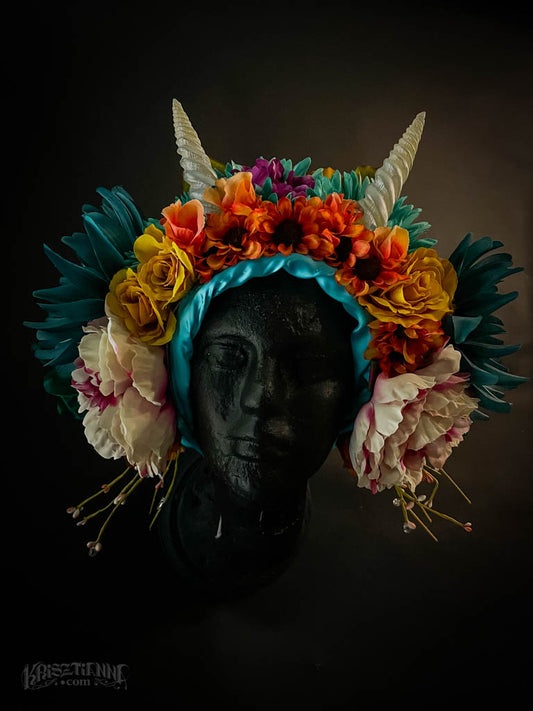 Turquoise Spring Fawn Flower Headdress